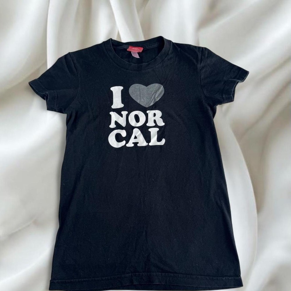 NorCal black I heart Nor Cal babytee short sleeve top y2k vintage grunge
